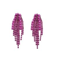 Zinc Alloy Tassel Earring, geschilderd, voor vrouw & met strass, 20x120mm, Verkocht door pair