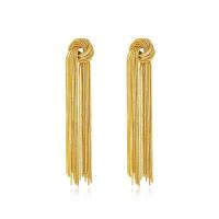 Zinc Alloy Tassel Earring, forgyldt, forskellige stilarter for valg & for kvinde & med rhinestone, 20x80mm, Solgt af par