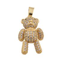 Cubic Zirconia Micro Pave bronze Pingente, cobre, Urso, cromado de cor dourada, DIY & micro pavimento em zircônia cúbica, dourado, 38x18x10mm, Buraco:Aprox 4mm, vendido por PC