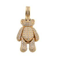 Cubic Zirconia Micro Pave bronze Pingente, cobre, Urso, cromado de cor dourada, DIY & micro pavimento em zircônia cúbica, dourado, 41x18x8mm, Buraco:Aprox 3mm, vendido por PC