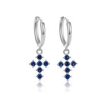 Pendientes de Micro Pavé de Zirconía Cúbica en Plata de Ley, Plata de ley 925, chapado, Joyería & micro arcilla de zirconia cúbica & para mujer, más colores para la opción, libre de níquel, plomo & cadmio, 24mm, Vendido por Par