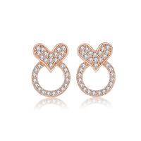 Pendientes de Micro Pavé de Zirconía Cúbica en Plata de Ley, Plata de ley 925, chapado, Joyería & micro arcilla de zirconia cúbica & para mujer, más colores para la opción, libre de níquel, plomo & cadmio, 11mm, Vendido por Par