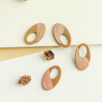 Holz Anhänger, mit Harz, oval, DIY & hohl, 22x35mm, ca. 50PCs/Tasche, verkauft von Tasche