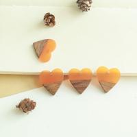 træ Vedhæng, med Resin, Heart, du kan DIY, 25x25mm, Ca. 50pc'er/Bag, Solgt af Bag