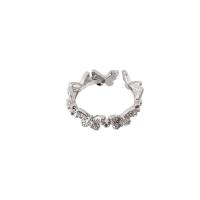 Zircon cubique Micro Pave Sterling Silver Rings, argent sterling 925, Placage, pavé de micro zircon & pour femme, couleur platine, Taille:7, Vendu par PC