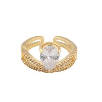 Kubieke Circonia Micro Pave Brass Ring, Messing, gold plated, mode sieraden & micro pave zirconia & voor vrouw, gouden, 24*13*5mm, Verkocht door PC