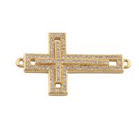 Conector de Micro Pavé de Zirconía Cúbica en Latón, metal, chapado en color dorado, Bricolaje & micro arcilla de zirconia cúbica, dorado, 19x33x2mm, agujero:aproximado 1mm, Vendido por UD