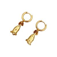 Huggie hoepel Drop Earrings, Messing, plated, voor vrouw, gouden, 30x10mm, Verkocht door pair