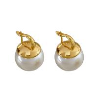 Brass Leverback Earring with Plastic Pearl plated for woman Sold By Pair