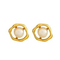 Prás Graí Earring, le Pearl Fionnuisce, plátáilte, do bhean, órga, 15x13mm, Díolta De réir Péire