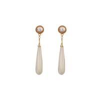 Prás Graí Earring, le Pearl Plaisteacha, plátáilte, do bhean, bán, 60x10mm, Díolta De réir Péire