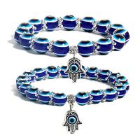 lega in zinco braccialetto, with acrilico, Evil Eye Hamsa, placcato, unisex & stili diversi per la scelta & con strass, Lunghezza Appross. 6.2-8.3 pollice, Venduto da PC