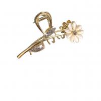 Zinc Alloy Haar Claw Clip, met Cats Eye, Bloem, gold plated, voor vrouw & met strass, 90x45mm, Verkocht door PC