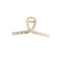 Zinc Alloy Haar Claw Clip, met Hars, Bloem, gold plated, voor vrouw & met strass, 115x40mm, Verkocht door PC