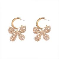 Zinc Alloy Drop Earring, Butterfly, guldfarve belagt, Micro Pave cubic zirconia & for kvinde, 35x50mm, Solgt af par