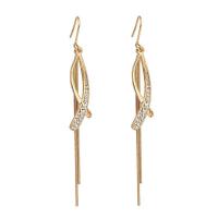 Zinc Alloy Tassel Earring, Geometrisk mønster, guldfarve belagt, mode smykker & Micro Pave cubic zirconia & for kvinde, 10x80mm, Solgt af par