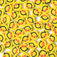 Polimero-Clay-Beads, argilla polimero, Cerchio piatto, DIY, giallo, 10mm, Appross. 1000PC/borsa, Venduto da borsa