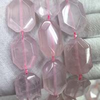 Natuurlijke Rose Quartz parels, Rozenkwarts, Veelhoek, DIY & gefacetteerde, roze, 23x30mm, Per verkocht Ca 38 cm Strand