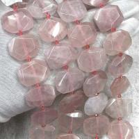 Prirodna ruža kvarca kuglice, Rose Quartz, Poligon, možete DIY & faceted, roze, 18x23mm, Prodano Per Približno 38 cm Strand