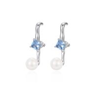 Ciúbach Zirconia Micrimhilseogra réiteodh Earring Prás, le Shell Pearl, jewelry faisin & micrea réiteach zirconia ciúbach & do bhean, nicil, luaidhe & caidmiam saor in aisce, 14x27mm, Díolta De réir Péire