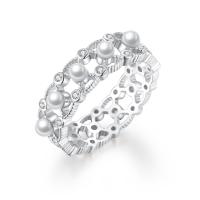 Zircon cubique Micro Pave Sterling Silver Rings, Argent sterling 925, avec Shell Pearl, bijoux de mode & normes différentes pour le choix & pavé de micro zircon & pour femme, protéger l'environnement, sans nickel, plomb et cadmium, Vendu par PC