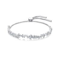 Bracelets en argent sterling, Argent sterling 925, bijoux de mode & pavé de micro zircon & pour femme, protéger l'environnement, sans nickel, plomb et cadmium, Longueur Environ 9.05 pouce, Vendu par PC