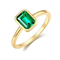 Sterling zilver ringen, 925 sterling zilver, met Emerald, mode sieraden & verschillende grootte voor keus & voor vrouw, nikkel, lood en cadmium vrij, Verkocht door PC