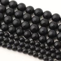 Natural Black Agaat kralen, Zwarte Agaat, Ronde, DIY & verschillende ontwerpen voor de keuze & frosted, zwart, 6mm, Ca 64pC's/Strand, Per verkocht Ca 38 cm Strand