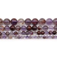 Natural Quartz Jewelry Beads Purple Phantom Quartz Round DIY purple Sold Per Approx 38 cm Strand