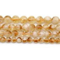 Natural Citrine Beads Round DIY yellow Sold Per Approx 38 cm Strand