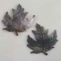 Pingentes de concha preta natural, Maple Leaf, DIY, preto, 33.30x32.20x1.80mm, vendido por PC