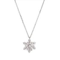 Zircon cubique Micro Pave collier en argent Sterling, argent sterling 925, avec 5CM chaînes de rallonge, flocon de neige, Placage, pavé de micro zircon & pour femme, couleur platine, Longueur Environ 45 cm, Vendu par PC