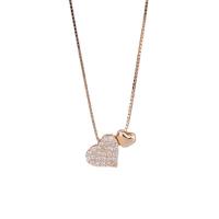 Circón cúbico micr3ofono pavimenta collar de plata esterlina, plata de ley 925, con 5CM extender cadena, Corazón, chapado, micro arcilla de zirconia cúbica & para mujer, más colores para la opción, longitud aproximado 45 cm, Vendido por UD