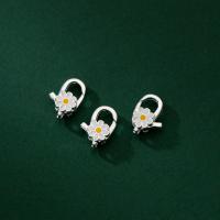 925 Sterling Silver Ghliomaigh Clasp Claw, Daisy, plátáilte, DIY & greamán eapocsa, airgid, 12x7x4.50mm, Poll:Thart 1.5mm, Díolta De réir PC