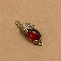 Connecteur en alliage de Zinc animal, avec agate rouge, bête sauvage Fabuleuse, Placage de couleur d'or, DIY & avec strass, rouge, protéger l'environnement, sans nickel, plomb et cadmium, 20x6mm, Vendu par PC