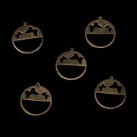 Hollow Brass Pendants Flat Round DIY original color nickel lead & cadmium free Approx Sold By Bag