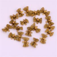 Brass Korut Riipukset, Messinki, Bowknot, tee-se-itse & double-reikäinen, alkuperäinen väri, nikkeli, lyijy ja kadmium vapaa, 12x9mm, N. 100PC/laukku, Myymät laukku