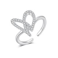 Cubic Zirconia micr3ofono pavimenta anillos de plata esterlina, Plata de ley 925, Joyería & micro arcilla de zirconia cúbica & para mujer, libre de níquel, plomo & cadmio, Vendido por UD