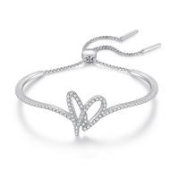 Bracelets en argent sterling, Argent sterling 925, avec 1.97inch chaînes de rallonge, bijoux de mode & pavé de micro zircon & pour femme, protéger l'environnement, sans nickel, plomb et cadmium, Longueur Environ 11.81 pouce, Vendu par PC