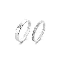 Anillos para Parejas, Plata de ley 925, Joyería & unisexo & diferentes estilos para la opción & micro arcilla de zirconia cúbica, libre de níquel, plomo & cadmio, tamaño:7, Vendido por UD