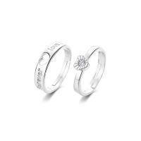 Par fingerringe, 925 Sterling Sølv, mode smykker & Unisex & forskellige stilarter for valg & Micro Pave cubic zirconia, nikkel, bly & cadmium fri, Størrelse:7, Solgt af PC