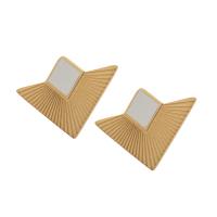 Stainless Steel Stud Earrings 304 Stainless Steel fashion jewelry & for woman & enamel golden Sold By Pair