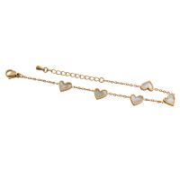 Roestvrij staal armbanden, 304 roestvrij staal, met Schelp, Hart, mode sieraden & voor vrouw, gouden, 7x2mm, Lengte Ca 7.8 inch, Verkocht door PC