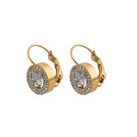 Acier inoxydable Levier Retour Earring, Acier inoxydable 304, bijoux de mode & pour femme & avec strass, doré, 27x11x6mm, Vendu par paire