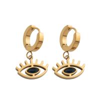 Evil Eye Earrings 304 Stainless Steel with Glass Rhinestone fashion jewelry & for woman golden Sold By Pair