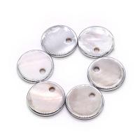 Shell Halsband, Sötvatten Shell, Flat Round, DIY, vit, 15mm, Säljs av PC