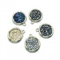 Rhinestone Brass Pendants Round plated DIY & with rhinestone nickel lead & cadmium free Sold By PC