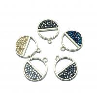 Rhinestone Brass Pendants Round plated DIY & with rhinestone nickel lead & cadmium free Sold By PC