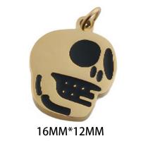 Acciaio inossidabile Skull Ciondoli, 304 acciaio inox, placcato, DIY & smalto, oro, 16x12x1.50mm, Foro:Appross. 3mm, Venduto da PC