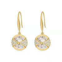 Zinc Alloy Drop Earring, Runde, guldfarve belagt, Micro Pave cubic zirconia & for kvinde, 25mm, Solgt af par